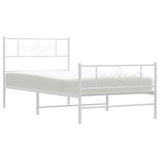 Metal Bed Frame without Mattress with Footboard White 107x203 cm King Single - Top-Down View
