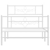 Metal Bed Frame without Mattress with Footboard White 107x203 cm King Single - 45-Degree Angle