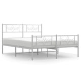 Metal Bed Frame without Mattress with Footboard White 135x190 cm - Front View