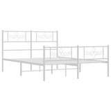 Metal Bed Frame without Mattress with Footboard White 135x190 cm - Side View
