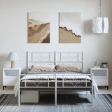 Metal Bed Frame without Mattress with Footboard White 135x190 cm - Top-Down View