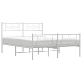 Metal Bed Frame without Mattress with Footboard White 135x190 cm - 45-Degree Angle