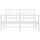 Metal Bed Frame without Mattress with Footboard White 135x190 cm