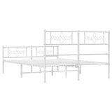 Metal Bed Frame without Mattress with Footboard White 135x190 cm - Low Angle