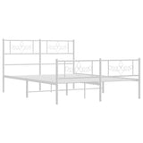 Metal Bed Frame without Mattress with Footboard White 150x200 cm - Side View