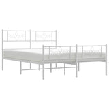 Metal Bed Frame without Mattress with Footboard White 150x200 cm