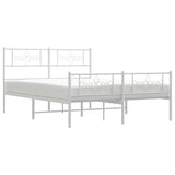 Metal Bed Frame without Mattress with Footboard White 150x200 cm - 45-Degree Angle