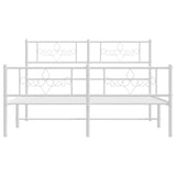 Metal Bed Frame without Mattress with Footboard White 150x200 cm