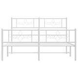 Metal Bed Frame without Mattress with Footboard White 150x200 cm - Rear View