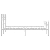 Metal Bed Frame without Mattress with Footboard White 150x200 cm - Close-Up Angle