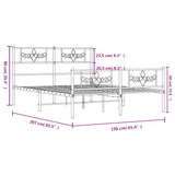 Metal Bed Frame without Mattress with Footboard White 150x200 cm