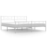 Metal Bed Frame without Mattress with Footboard White 183x203 cm King - Front View