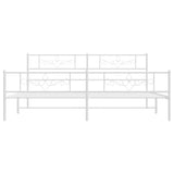 Metal Bed Frame without Mattress with Footboard White 183x203 cm King - 45-Degree Angle