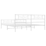 Metal Bed Frame without Mattress with Footboard White 183x203 cm King - Close-Up Angle