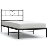 Metal Bed Frame without Mattress with Headboard Black 90x190 cm - Front View