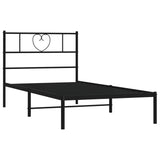 Metal Bed Frame without Mattress with Headboard Black 90x190 cm - Top-Down View