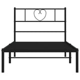 Metal Bed Frame without Mattress with Headboard Black 90x190 cm - 45-Degree Angle