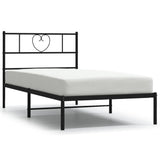 Metal Bed Frame without Mattress with Headboard Black 107x203 cm King Single - Front View