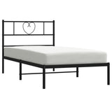 Metal Bed Frame without Mattress with Headboard Black 107x203 cm King Single - Side View