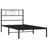 Metal Bed Frame without Mattress with Headboard Black 107x203 cm King Single - Top-Down View