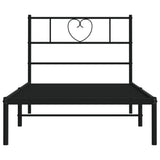 Metal Bed Frame without Mattress with Headboard Black 107x203 cm King Single