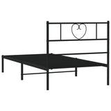 Metal Bed Frame without Mattress with Headboard Black 107x203 cm King Single - Close-Up Angle