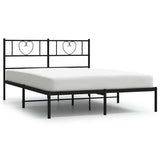 Metal Bed Frame without Mattress with Headboard Black 135x190 cm
