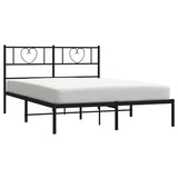 Metal Bed Frame without Mattress with Headboard Black 135x190 cm