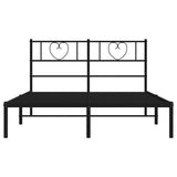 Metal Bed Frame without Mattress with Headboard Black 135x190 cm