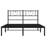 Metal Bed Frame without Mattress with Headboard Black 135x190 cm - 45-Degree Angle