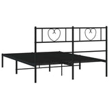 Metal Bed Frame without Mattress with Headboard Black 135x190 cm