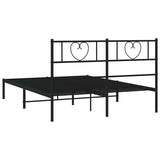 Metal Bed Frame without Mattress with Headboard Black 135x190 cm - Close-Up Angle