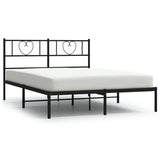 Metal Bed Frame without Mattress with Headboard Black 150x200 cm - Front View