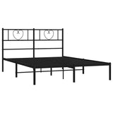 Metal Bed Frame without Mattress with Headboard Black 150x200 cm - 45-Degree Angle