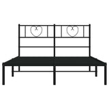 Metal Bed Frame without Mattress with Headboard Black 150x200 cm