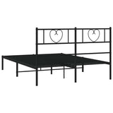 Metal Bed Frame without Mattress with Headboard Black 150x200 cm