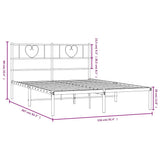 Metal Bed Frame without Mattress with Headboard Black 150x200 cm