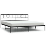 Metal Bed Frame without Mattress with Headboard Black 183x203 cm King - Front View