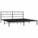 Metal Bed Frame without Mattress with Headboard Black 183x203 cm King - Top-Down View