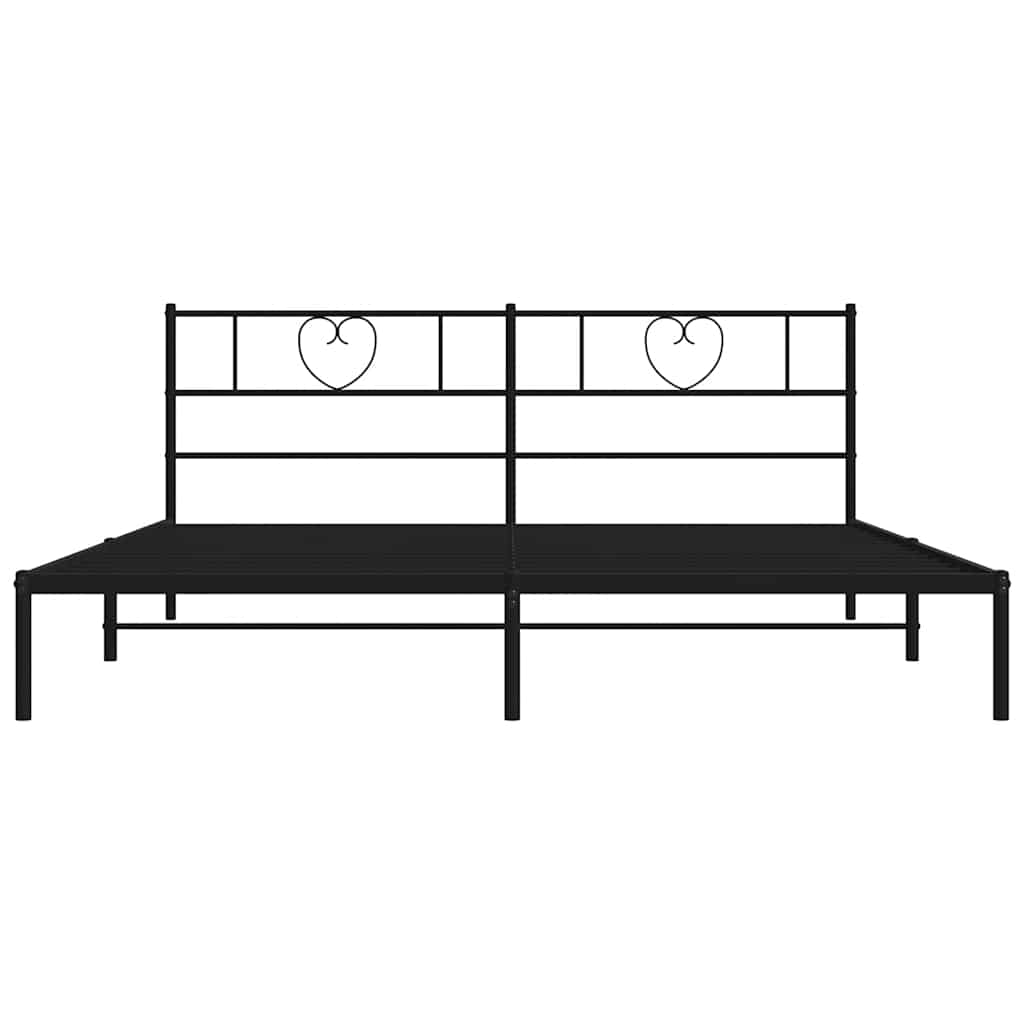 Metal Bed Frame without Mattress with Headboard Black 183x203 cm King