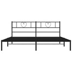 Metal Bed Frame without Mattress with Headboard Black 183x203 cm King