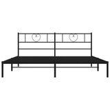 Metal Bed Frame without Mattress with Headboard Black 183x203 cm King - 45-Degree Angle