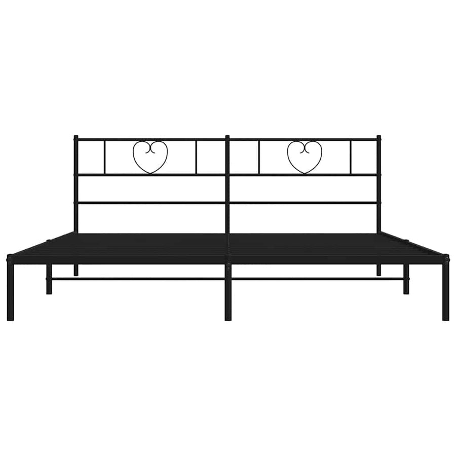 Metal Bed Frame without Mattress with Headboard Black 183x203 cm King