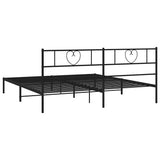 Metal Bed Frame without Mattress with Headboard Black 183x203 cm King - Close-Up Angle
