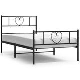 Metal Bed Frame without Mattress with Footboard Black 90x190 cm