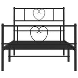 Metal Bed Frame without Mattress with Footboard Black 90x190 cm