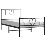 Metal Bed Frame without Mattress with Footboard Black 107x203 cm King Single - Side View