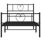 Metal Bed Frame without Mattress with Footboard Black 107x203 cm King Single