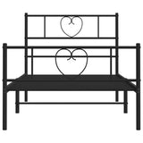 Metal Bed Frame without Mattress with Footboard Black 107x203 cm King Single - 45-Degree Angle