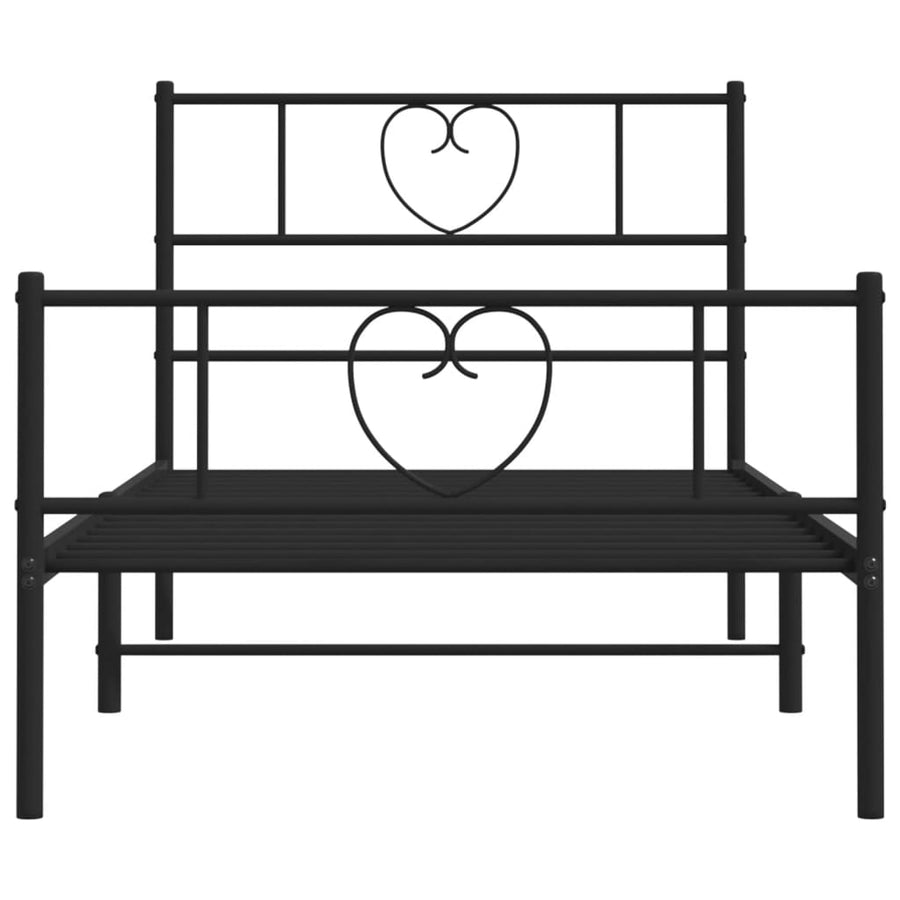 Metal Bed Frame without Mattress with Footboard Black 107x203 cm King Single